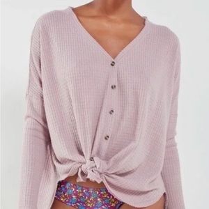 Women’s Waffle Knit Button Down Top